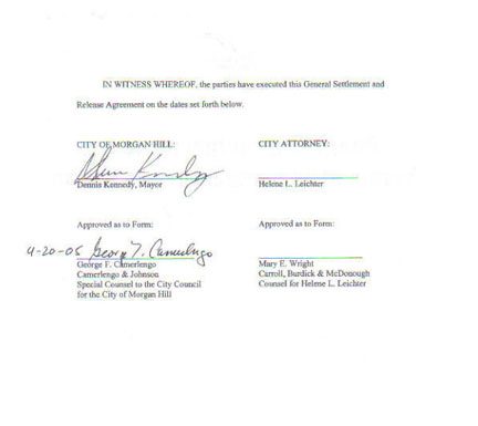 Complete City Attorney seperation agreement