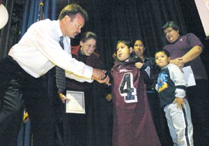 Burnett School Student Becomes Honorary ‘Bulldog’