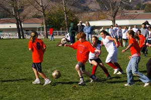 Sixth graders take time out for soccer