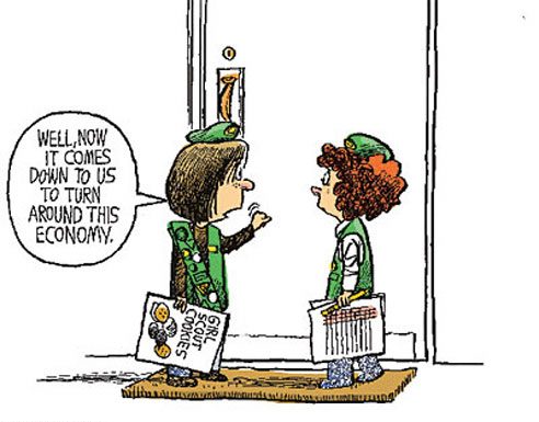 Editorial Cartoon: Girl Scouts helping out