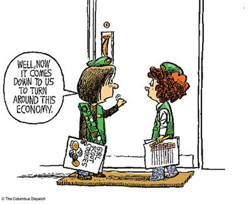 Editorial Cartoon: Girl Scouts helping out