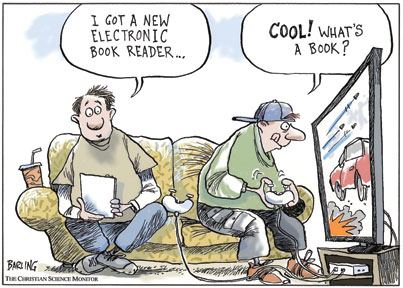 Editorial cartoons: Bound books no more