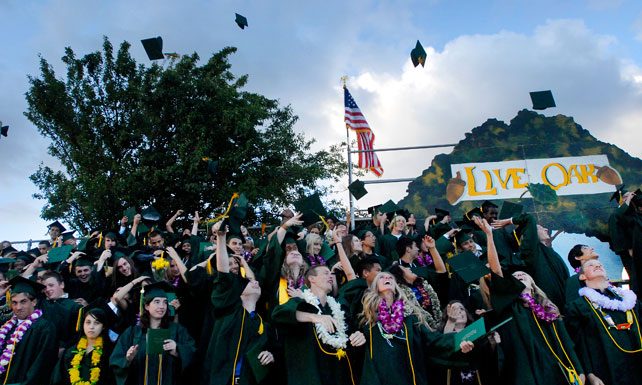 Gray skies? LOHS graduation still cheery