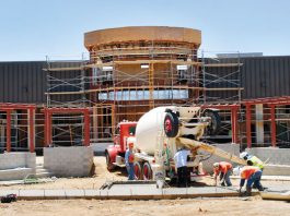 LO facade completed, theater nearing completion
