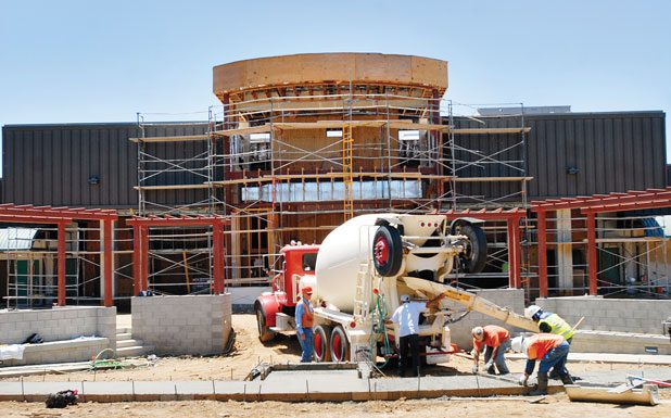 LO facade completed, theater nearing completion