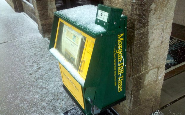 Hail falls in Gilroy