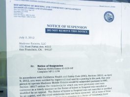 Madrone Park license suspended
