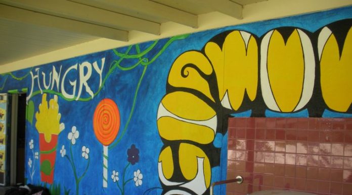 Elementary students complete 170-foot mural