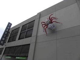 UPDATED: Tarantula art piece mounted on Fourth Street parking garage