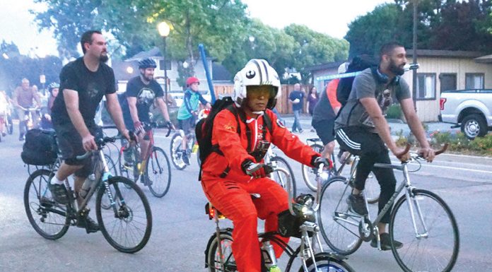 Bikers party downtown