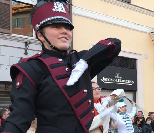 Sobrato drum major marches in Rome, Italy