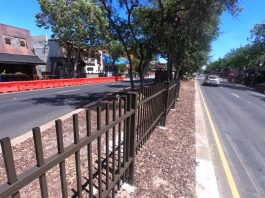 Median fence installed to prevent jaywalking Downtown Morgan Hill