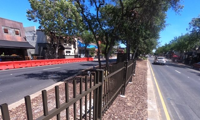 Median fence installed to prevent jaywalking Downtown Morgan Hill