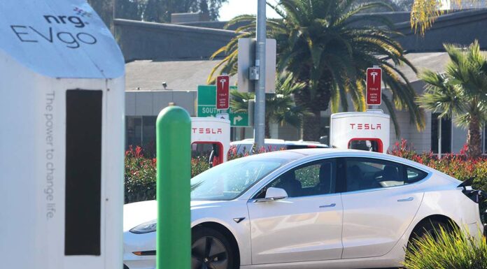Millions in federal funds for EV charging network may relieve ‘range anxiety’ tesla model 3 supercharger gilroy premium outlets