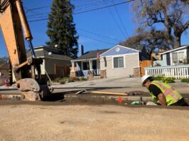 Public works construction abounds downtown