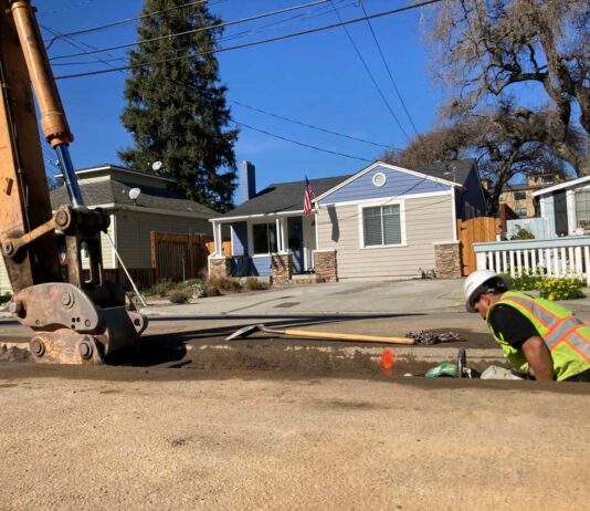 Public works construction abounds downtown