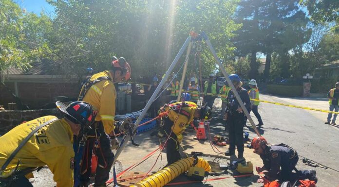 Firefighters rescue person stuck in manhole in Morgan Hill