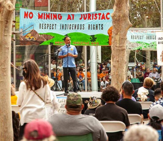 Hundreds join rally against Gilroy mining proposal