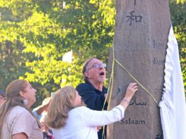 Monument installation symbolizes global peace