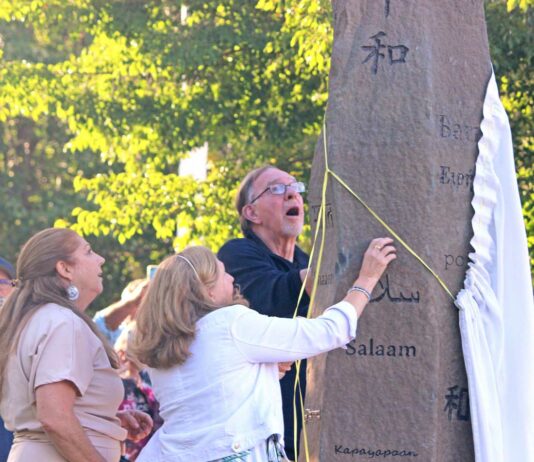 Monument installation symbolizes global peace