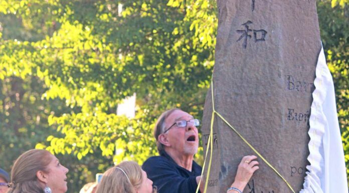 Monument installation symbolizes global peace