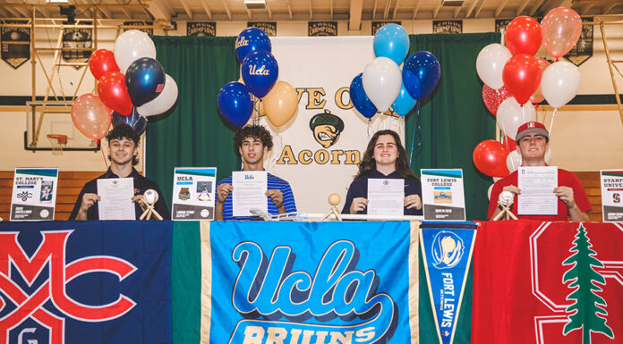 Live Oak’s Aidan Keenan, Landon Stump, Diego Castellanos and Kaitlyn Silva sign letter of intents