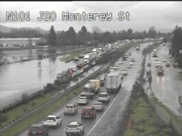 Southbound Highway 101, other Gilroy roads shut down due to flooding highway 101 flooding mesa road