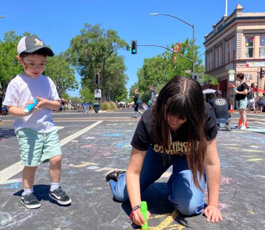 Downtown open and busy