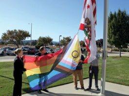PHOTO: Santa Clara County Office of Education honors LGBTQ+ History Month progress flag raising santa clara county office of education south county annex