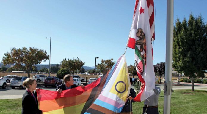 PHOTO: Santa Clara County Office of Education honors LGBTQ+ History Month progress flag raising santa clara county office of education south county annex