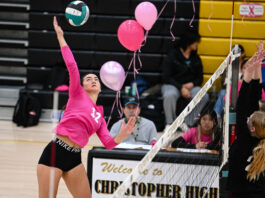 Acorns girls volleyball hangs with mighty Christopher in BVAL action