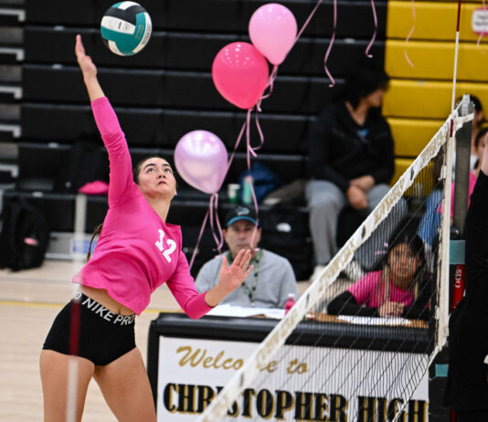 Acorns girls volleyball hangs with mighty Christopher in BVAL action