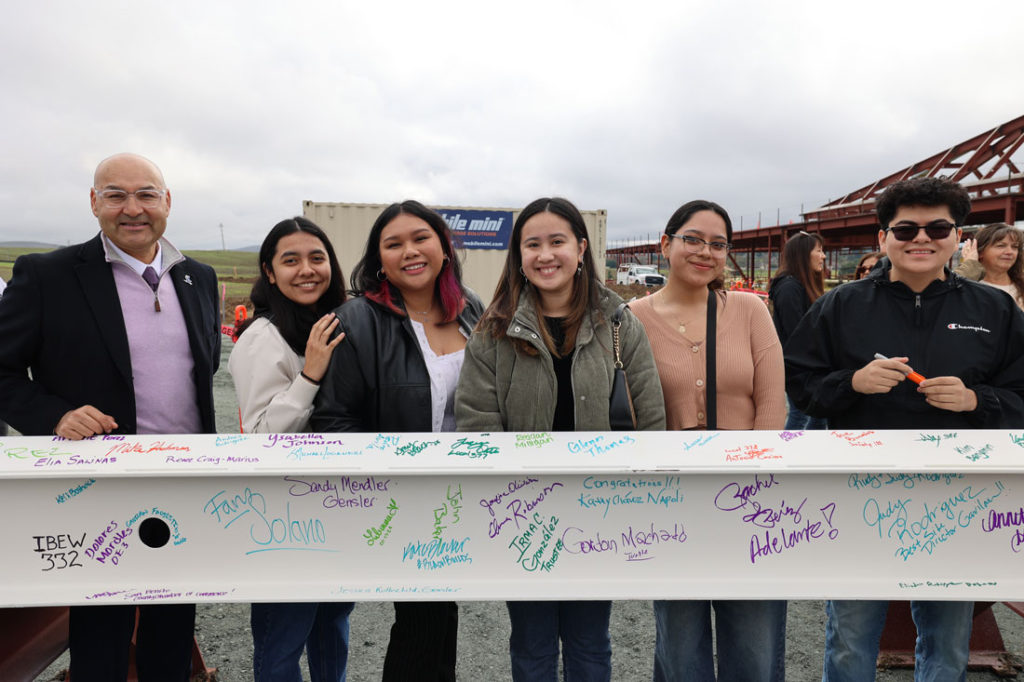 Image for display with article titled Gavilan College celebrates ‘topping out’ of new Hollister campus project