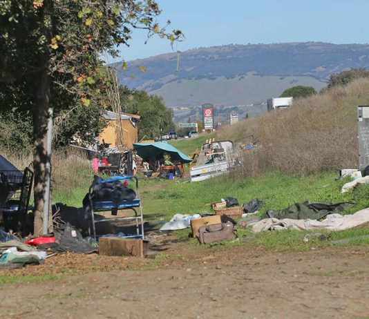 Valley Water postpones decision on homeless encampment ban homeless encampment luchessa avenue highway 101