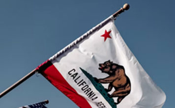 California and U.S. Flags