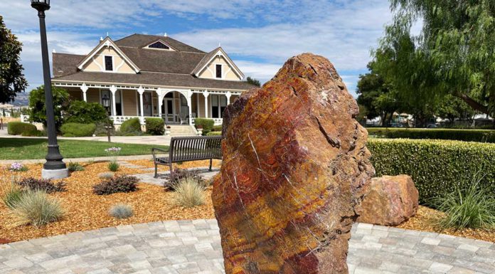 Donated poppy jasper specimen welcomes Villa Mira Monte visitors