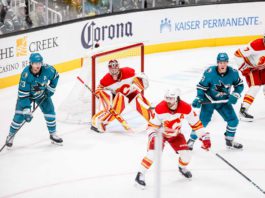 The Wolf Watch: Dustin Wolf and the Flames visit San Jose to play the Sharks