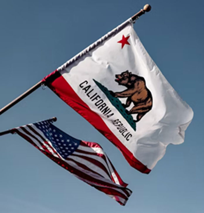 California and U.S. Flags