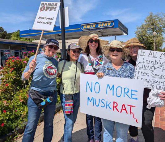 Hundreds in South County tell Trump, Musk ‘Hands Off!’