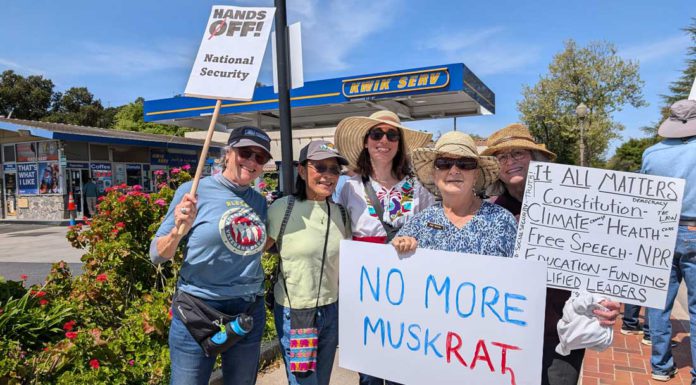 Hundreds in South County tell Trump, Musk ‘Hands Off!’
