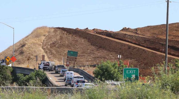 Highway interchange construction is under way